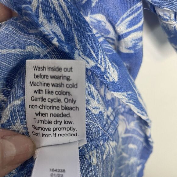 Lauren Conrad Blue White Floral Fairycore  Button‎ Down RayonBlend Top SZ XXL - Picture 13 of 13